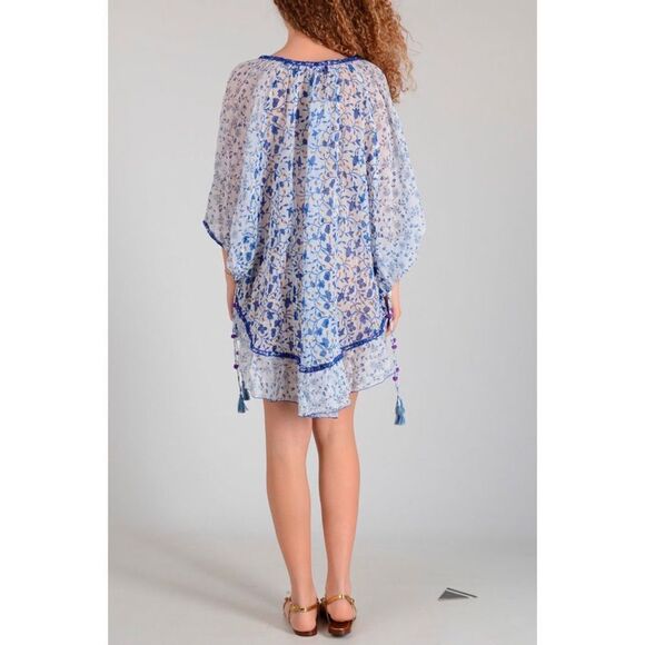 Poupette St Barth 3/4 Sleeve Ruffled Poncho Dress - Picture 2 of 12